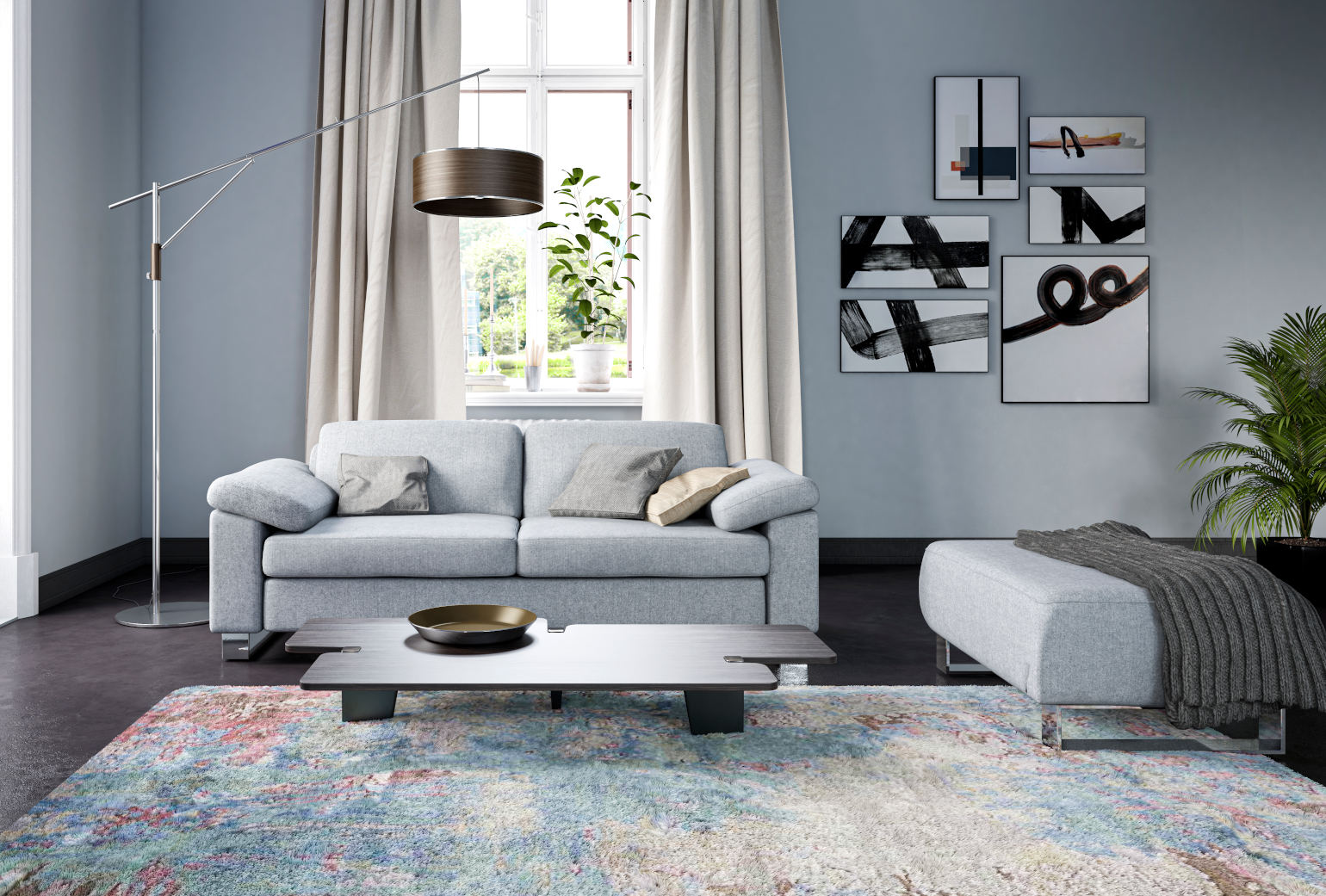 Zweisitzer-Sofa in grau