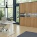 Büro mit Aktenschrank und höhenverstellbarem Schreibtisch